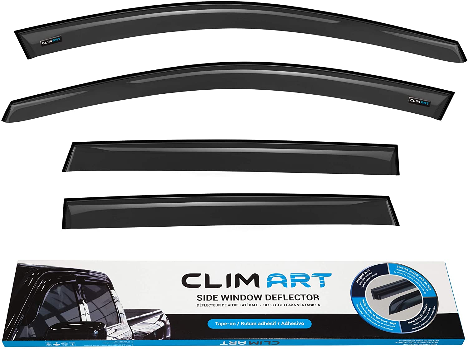 CLIM ART Rain Guards Suitable for Honda CR-V (CRV) 17-19, Original Tape-on Window Deflectors, Vent Window Visors, Dark Smoke, 4 pcs. - 417021