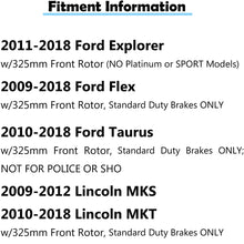Detroit Axle - STANDARD DUTY 325mm Front Disc Brake Kit Rotors w/Ceramic Pads w/Hardware & Brake Kit Cleaner & Fluid for 2011-2012 Ford Explorer - [2013-2018 Ford Explorer BASE Models Only]