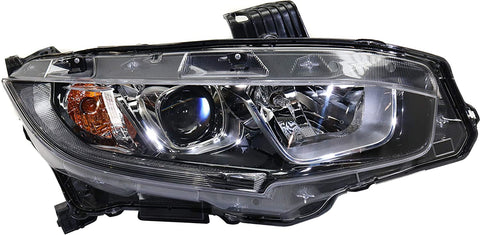 Headlight Assembly Compatible with 2016-2019 Honda Civic Halogen Coupe Hatchback Sedan CAPA Passenger Side