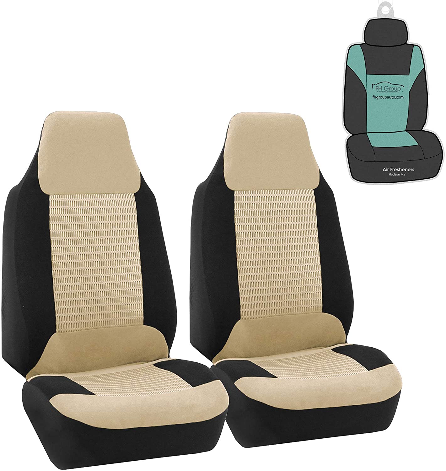 FH Group FH-PU103114 High Back Royal PU Leather Car Seat Covers Airbag & Split Solid Black-Fit Most Car, Truck, SUV, or Van