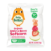 (7 Pack) Little Bellies Stage 1 Organic Apple and Berry Puffs Baby Snacks, 0.28 oz Bag
