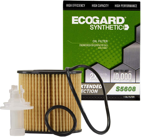 Ecogard S5608 Premium Cartridge Engine Filter for Synthetic Oil Fits Toyota Camry 2010-2017, RAV4 2.5L 2009-2018, Highlander 2008-2019, Sienna 2007-2020, Avalon 3.5L 2005-2020