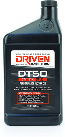 Driven Racing Oil 02806 DT50 Air-Cooled High Zinc Synthetic Oil (15w-50 Quart), 1 quart