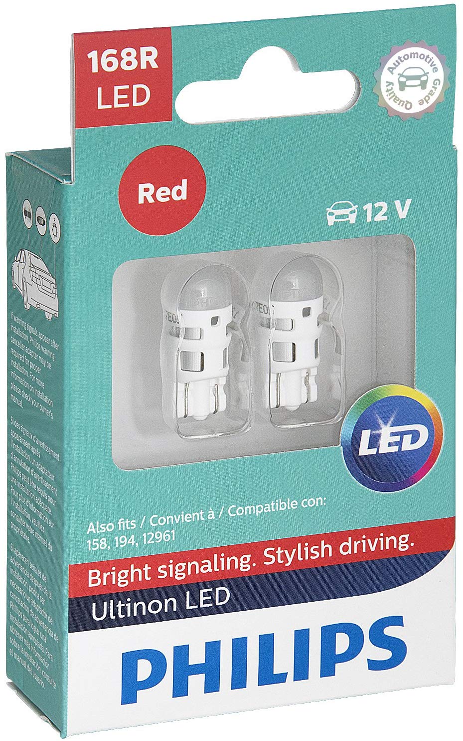 Philips 168 Ultinon LED Bulb (Red), 2 Pack