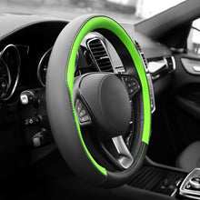 FH Group FH2009 Geometric Chic Genuine Leather Steering Wheel Cover (Green) – Universal Fit for Cars Trucks & SUVs