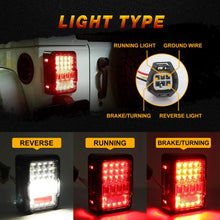DOT Approved 4D LED Tail Lights for 2007-2017 Jeep Wrangler JK Brake Reverse Light Rear Back Up Lights Daytime Running Lamps,EMC Build-in