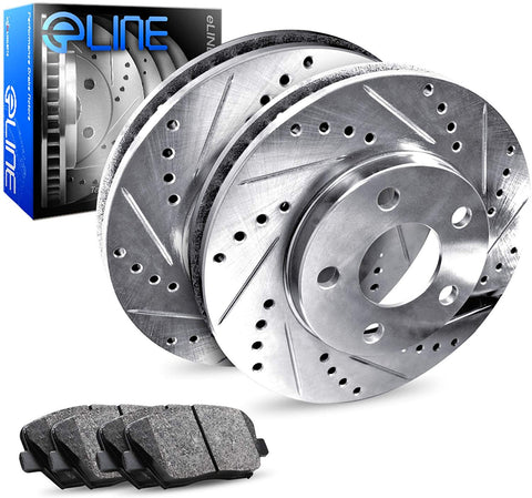 For 2016-2019 Tucson, Sportage Rear Drill/Slot Brake Rotors+Ceramic Brake Pads