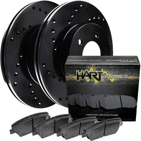 Hart Brakes Black Rear Drilled Rotors + Ceramic Brake pads BHXR.03003.02