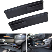 iJDMTOY (2) Black Leather Extra Long Car Side Pocket Organizers, Seat Catcher Holders Compatible With Key, Wallet, Phone, Sunglasses, etc