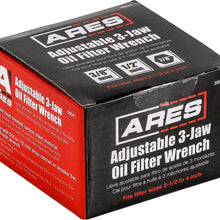 ARES 56041 – Adjustable 3-Jaw Oil Filter Wrench – 2 1/2-Inch to 4 Inch (63mm to 101mm) Capacity – Use with 3/8 or 1/2-Inch Drive Ratchets or 7/8-Inch Wrenches – Carbon Steel Construction