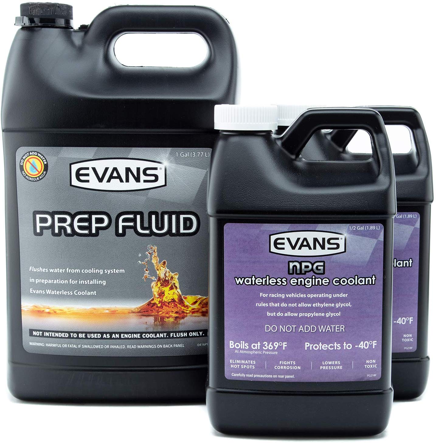 Evans Coolant EC42001 EC10064-2 Prep Fluid and NPG Race Track Specialty Coolant, 2 Gallon Combo Pack