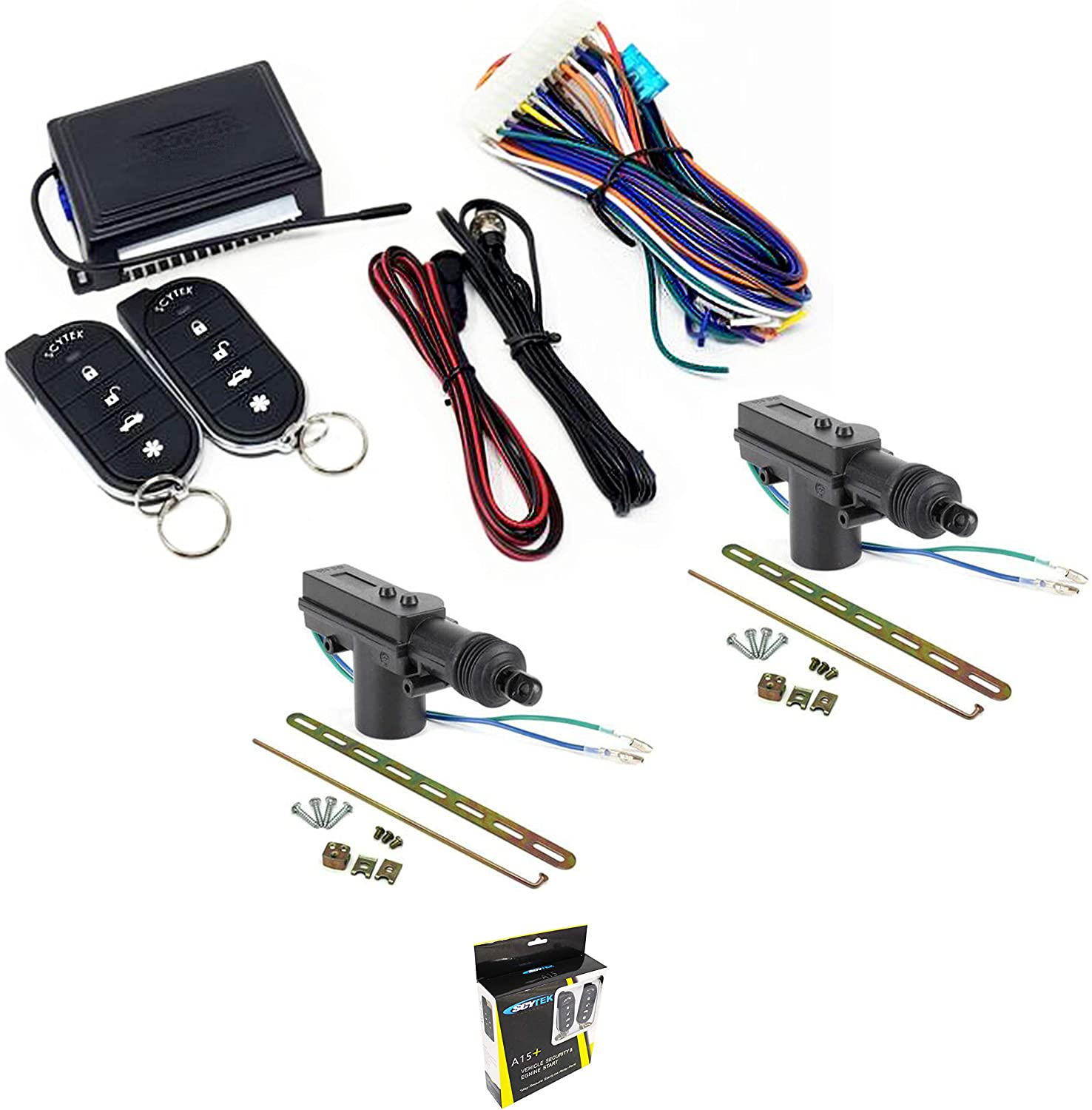 Scytek A15+ Keyless Entry Car Alarm Security System Shock Sensor + 2 Door Locks