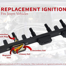 Ignition Coil Pack - Compatible with Jeep Vehicles - Grand Cherokee 4.0L, Cherokee, Wrangler, TJ - Replaces 56041476AB, 56041476AA - 4.0 Grand Cherokee - Years 2000, 2001, 2002, 2003, 2004