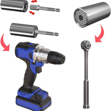 Universal Socket Tool For Wrench Tool Sets, Ratchet, One Size Drill Adapter, Magic Multifunctional, Best Cool Adjustable Gadget Grip Car Tech Gifts For Fathers, Him, Men, Dad