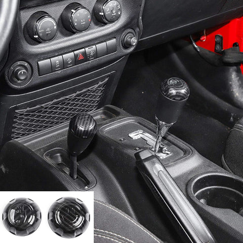 RT-TCZ Shift Gear Knob Trim Cover Drive Mode Shift Knob Trim Cover Interior ABS Decoration Accessories for Jeep Wrangler JK JKU 2011-2018 Sport X Sahara Rubicon Carbon Fiber