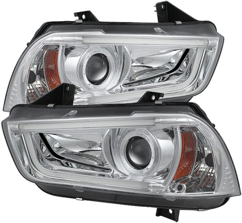 Spyder 5074195 Dodge Charger 11-14 Projector Headlights - Halogen Model Only (Not Compatible With Xenon/HID Model) - Light Tube DRL - Chrome - High H1 (Included) - Low H7 (Included)