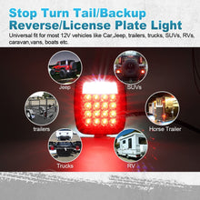 Partsam Pairs 38 LED Jeep Style Universal Tail Brake Turn Stop Licence Back up Reverse Lights Replacement for Jeep YJ TJ JK CJ Truck Trailer Boat RV,12V Stud Mounted Lamps Waterproof,Pack of 2