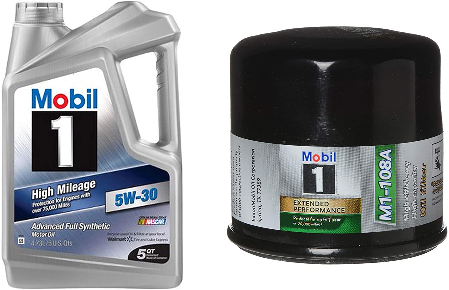 Mobil 1 5W-30 High Mileage Full Synthetic Motor Oil, 5-Quart, Single Bundle 5W-30 High Mileage Full Synthetic Motor Oil, 5-Quart