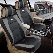 TLH Ultra Comfort Leatherette Seat Cushions Front, Beige Tan Color w/Non Slip Dash Mat