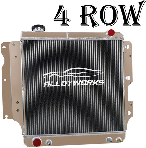 ALLOYWORKS 4 Row Core All Aluminum Radiator For 1987-2006 Jeep Wrangler YJ/TJ 2.4L 2.5L 4.0L 4.2L L4 L6 RPO