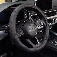 KAFEEK Steering Wheel Cover, Universal 15 inch, Microfiber Leather, Anti-Slip, Odorless, Black Lines