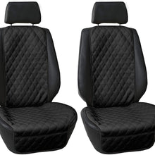FH Group Car Front Seat Protectors Water Resistant Air Bag Compatible, (Two Pack) PU Leather Luxury Diamond Design Universal Seat Covers for Cars, Auto, Trucks, Vans & SUVs (Solid Black) w. Gift