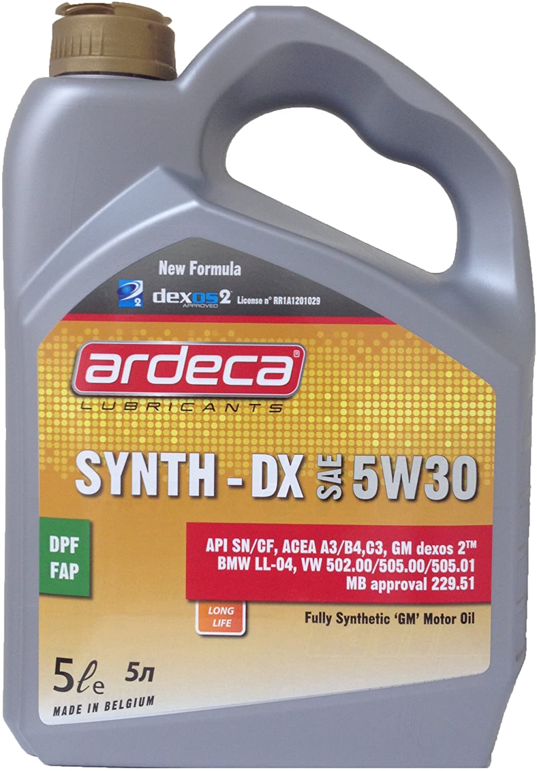 Ardeca BMW LL 04 5w-30 Fully Synthetic Motor Oil 5 Liters Made in Belgium