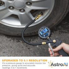 AstroAI Digital Tire Inflator with Pressure Gauge, Medium 250 PSI Air Chuck and Compressor Accessories Heavy Duty with Rubber Hose and Quick Connect Coupler for 0.1 Display Resolution