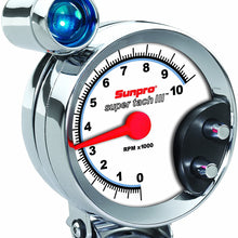Sunpro CP7914 Super Tach III 5" Chrome Bezel/White Face Tachometer with Shift Light