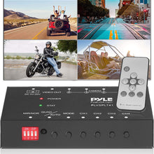 4-Channel Car Video Splitter Controller - Digital Picture Video Signal Switcher with Quad Selectable for Backup Camera Video Monitor Systems CCTV Camera, PAL/NTSC Auto Adapting - Pyle PLVSPLT41