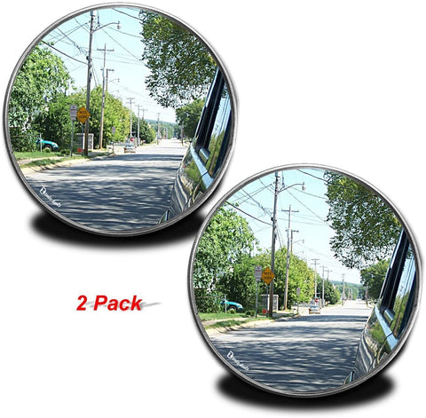 Zento Deals Pack of Two 2 Inch Stick-on Rearview Blind Spot Mirrors Aluminum Border Thin Car Mirrors