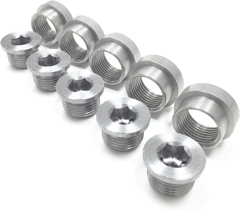 AMAAM O2 Oxygen Sensor Stepped Weld Bungs (5 Bungs/5 Plugs) M18 x 1.5