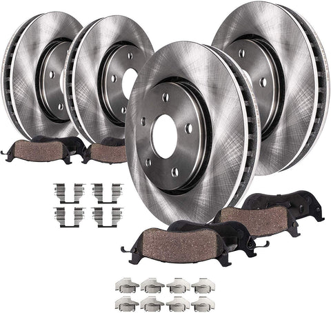 Detroit Axle Replacement for 2003-2007 Jeep Liberty Front & Rear Disc Brake Rotors + Ceramic Brake Pads w/Hardware - 8pc Set