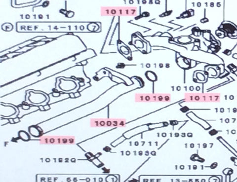 Genuine Mitsubishi Water Coolant Pipe and O-Rings & Gaskets MD146833 MD147332 (2x) MD319539 (2x) 3000GT Stealth 3.0L V6 DOHC Engine
