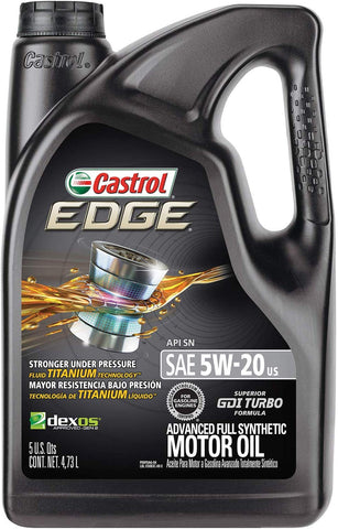 Castrol 03083 EDGE 5W-20 Advanced Full Synthetic Motor Oil, 5 Quart