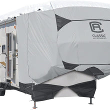 Classic Accessories Over Drive SkyShield Deluxe 5th Wheel Trailer Cover, Fits 33' - 37' Trailers - Water Repellent RV Cover (80-365-101801-EX)