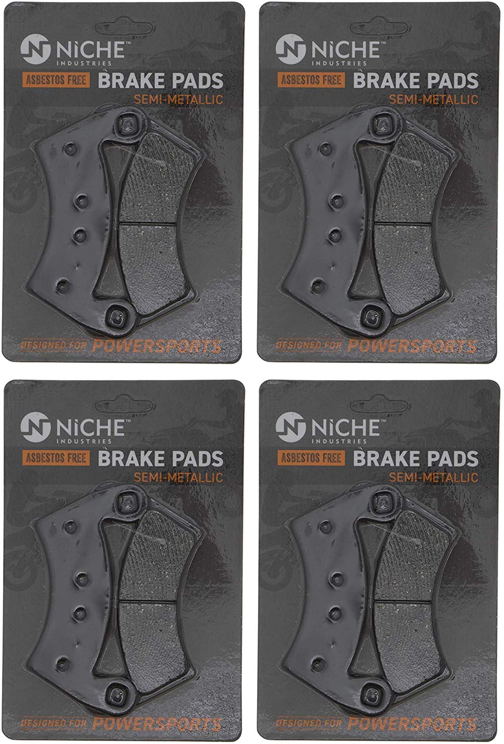 NICHE Brake Pad Set For Polaris RZR XP 900 1000 Ranger 570 Crew General Sportsman Front Rear Semi-Metallic 4 Pack