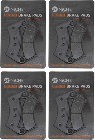 NICHE Brake Pad Set For Polaris RZR XP 900 1000 Ranger 570 Crew General Sportsman Front Rear Semi-Metallic 4 Pack