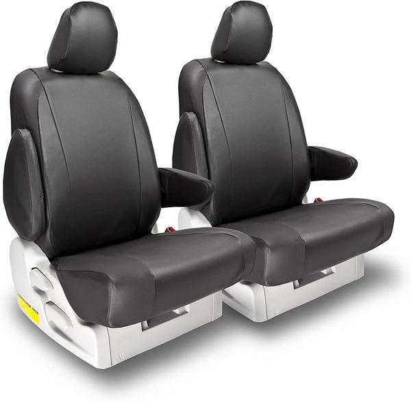 Front Seats: ShearComfort Custom Pro-Tect Vinyl Seat Covers for Toyota Corolla (2020-2020) in Tan for Regular Buckets w/Adjustable Headrests (L, LE, Hybrid, or XLE Models Only)