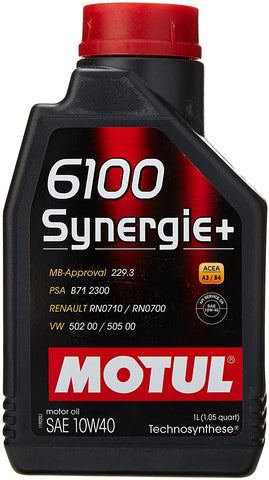Motul (2781) 6100 Synergie+ 10W-40 Synthetic Engine Oil, 1 Liter