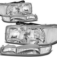 4Pcs Chrome Housing Clear Corner Headlight Bumper Light Lamp Replacement for GMC Sierra Yukon XL 1500 2500 3500 C3 99-07