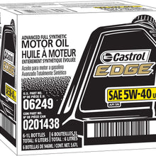 Castrol 06249 EDGE 5W-40 Advanced Full Synthetic Motor Oil, 1 Quart, 6 Pack