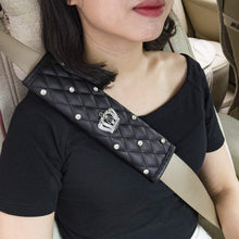 Evankin Auto Seat Belt Pads with Fashion Cute Bling Rhinestones,Exquisite Lattice Design,Soft Leather Stylish, Elegant Car Series Seat Belt Covers for Adults Girls Women Ladies Queen-Crown