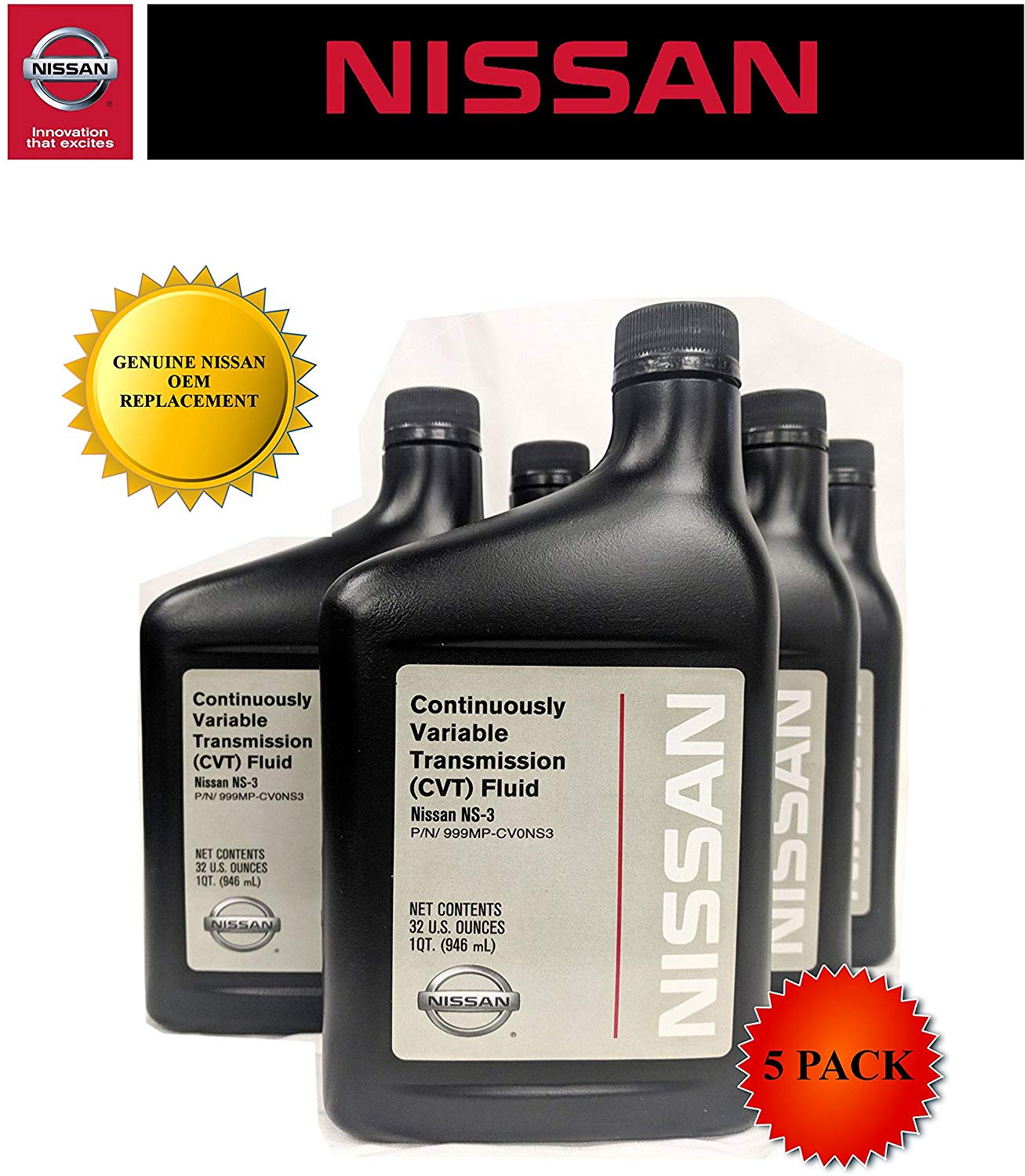 Genuine Nissan OEM CVT-3 Transmission Fluid 999MP-NS300P (5 Quarts)