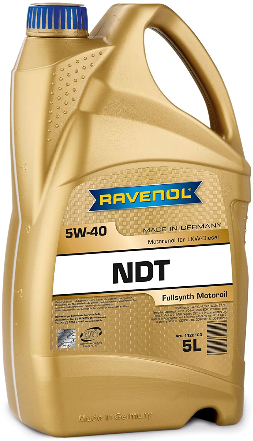 RAVENOL J1A1802 NDT 5W-40 Fully Synthetic Heavy Duty Diesel Motor Oil API CJ-4 / SM