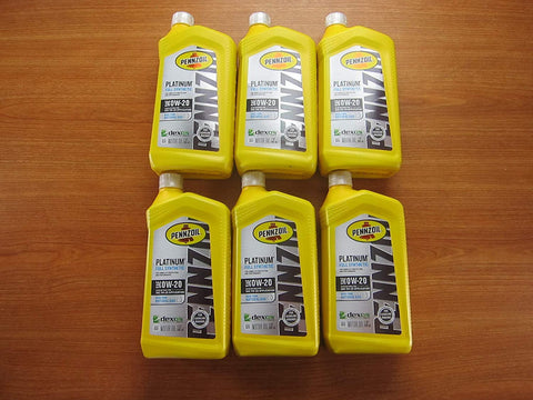 Mopar 6 Quarts of Pennzoil Platinum Full Synthetic Dexos SAE 0W-20 Oil