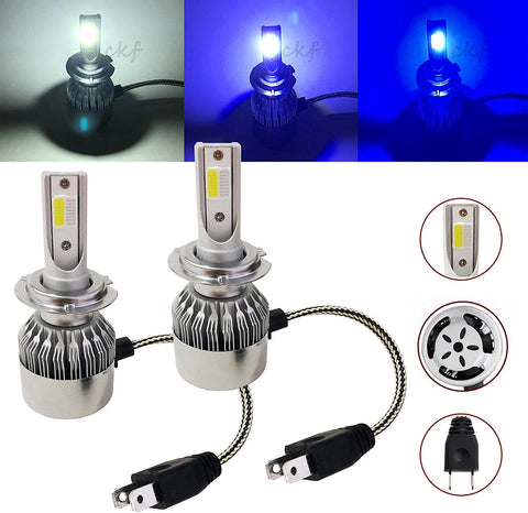 CK Formula (3 Colors in 1 Bulb) H7 6000K Cool White 8000K 10000K Blue Xenon COB LED (High Beam Headlight) 7600LM 72 W US