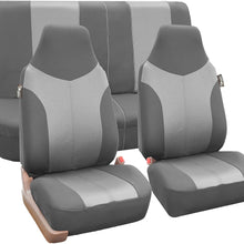 FH Group FH-FB101112 Gray and Black Supreme Twill Fabric High Back Car Seat Cover (Full Set Airbag Ready and Split Rear Bench)- Fit Most Car, Truck, SUV, or Van
