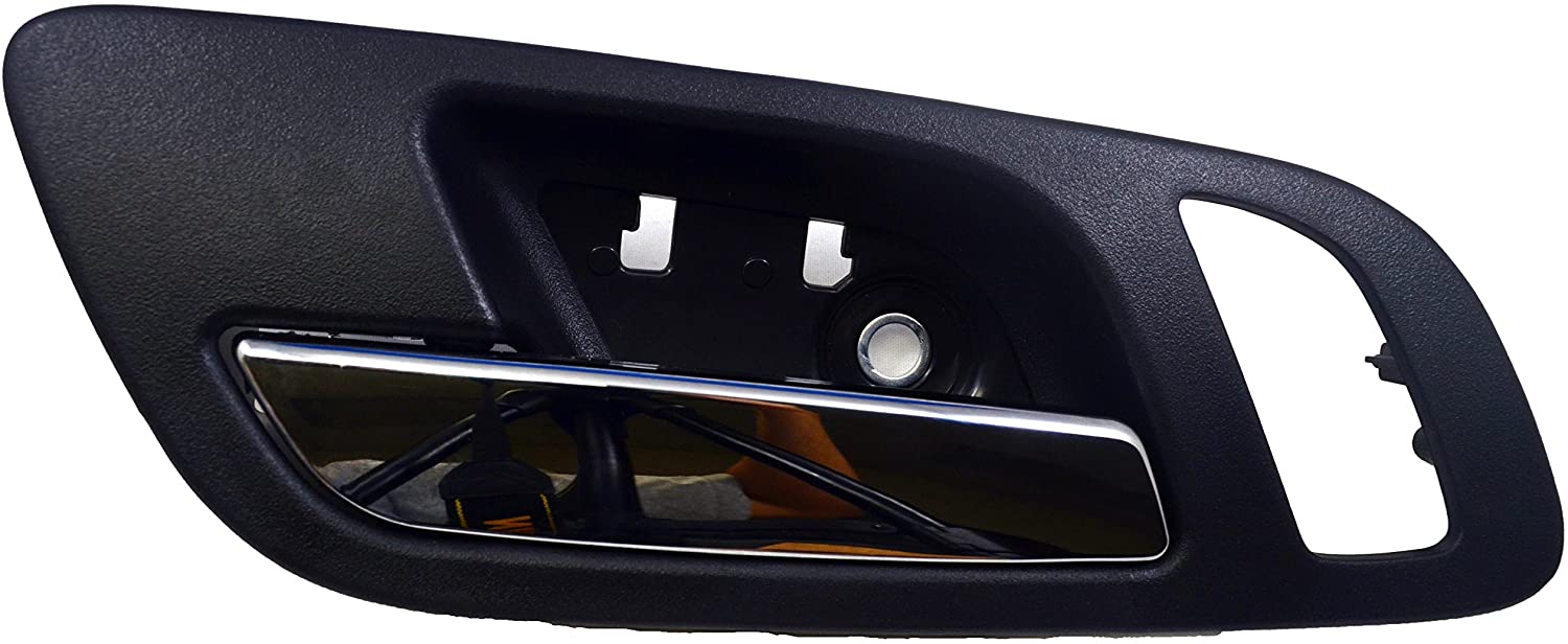 PT Auto Warehouse GM-2546MAFL2 - Inside Interior Inner Door Handle, Black (Ebony) Housing with Chrome Lever - with Memory and Heated Seat Hole, Driver Side Front