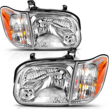 AUTOSAVER88 Headlight Assembly Compatible with 2005-2006 Toyota Tundra Double/Crew Cab, 2005-2007 Sequoia, Chrome Housing Clear Lens (Not suitable for Regular Cab and Assess Cab)